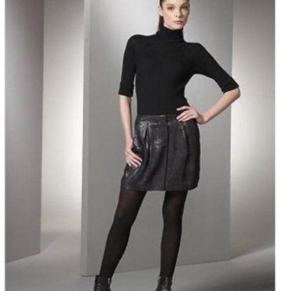 VINCE Black Silver Metallic Skirt - Picture 1 of 10